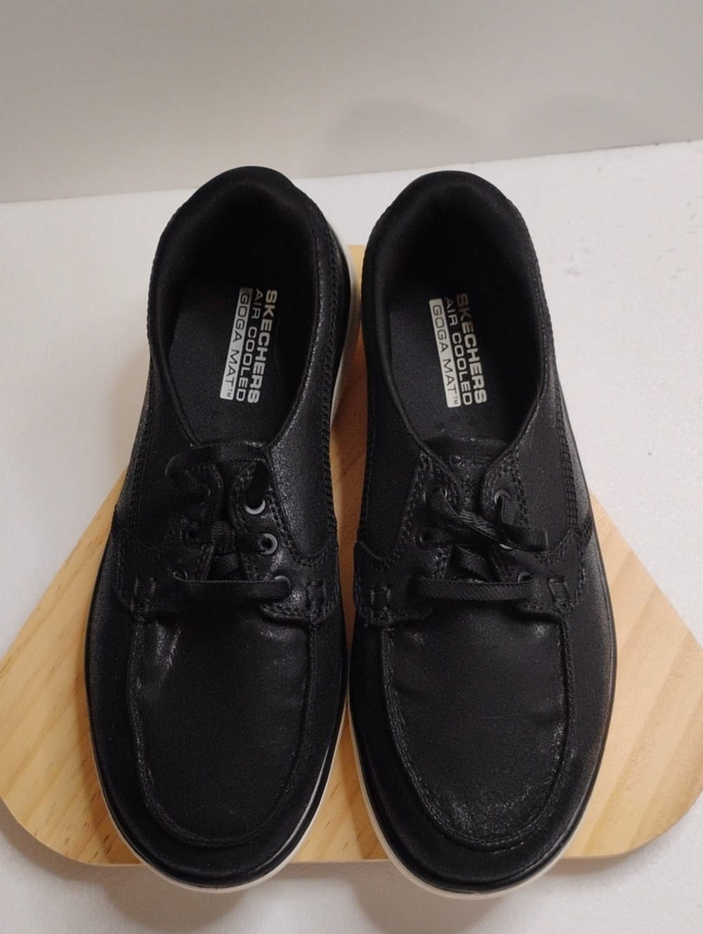 Skechers Men’s Black Boat Shoes with Lace-Up Design